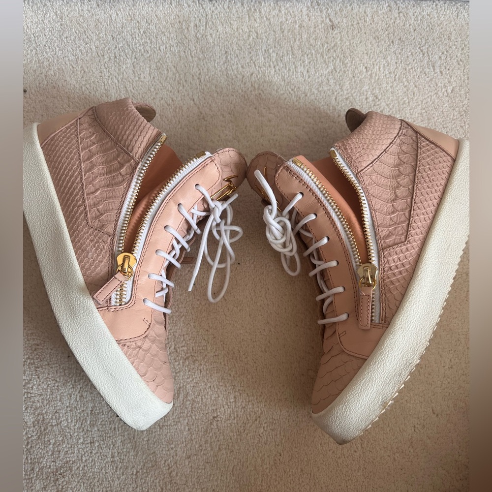Giuseppe Zanotti python embossed trainers blush pink